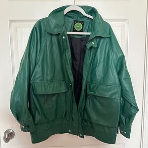 Green faux Leather Jacket